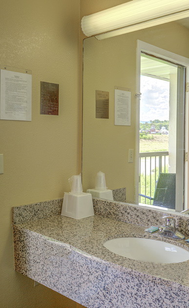 Bathroom at Econo Lodge on the River Sevierville-Pigeon Forge, formerly Riverview Inn & Suites in Sevierville, Tennessee